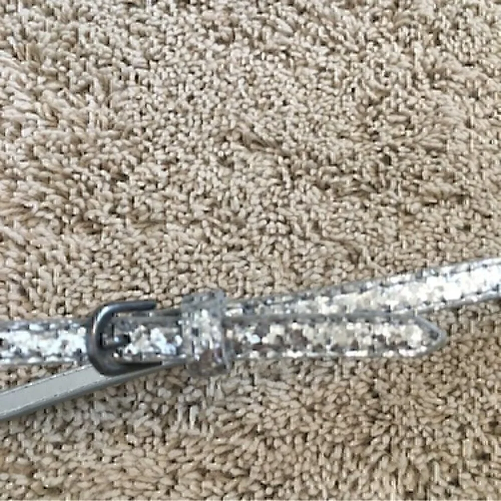 Girls synthetic leather silver glitter belt